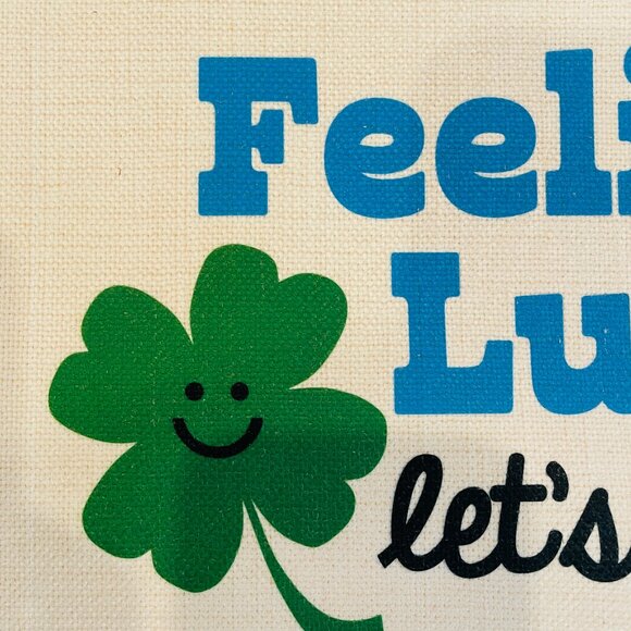 NWT Four Leaf Clover Rainbow Canvas Tote Bag - Picture 4 of 5